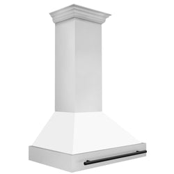 ZLINE Autograph Edition 36" Stainless Steel Range Hood with White Matte Shell and Matte Black Handle (8654STZ-WM36-MB)