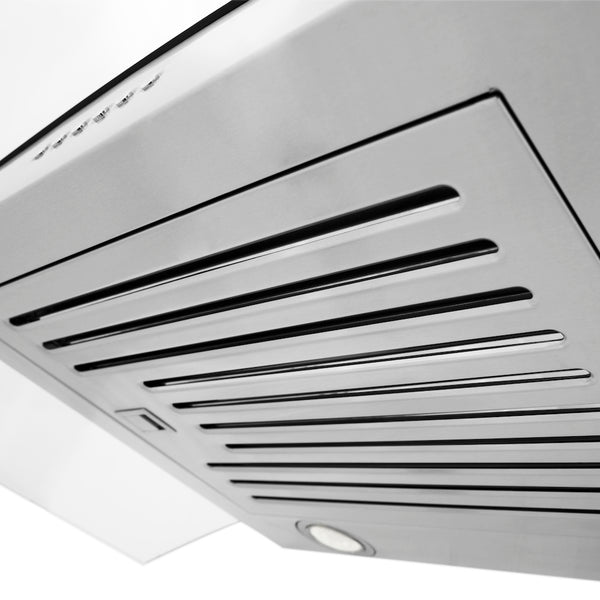 ZLINE 30” Alpine Series Convertible Wall Mount Range Hood in Stainless Steel with Remote Control, LED lighting, and Dishwasher-Safe Baffle Filters (ALP70WL-30)