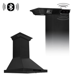48" ZLINE CrownSound™Ducted Vent Wall Mount Range Hood in Black Stainless Steel with Built-in Bluetooth Speakers (BSKBNCRN-BT-48)