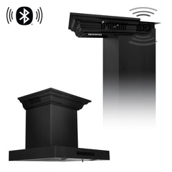 30" ZLINE CrownSound™Ducted Vent Wall Mount Range Hood in Black Stainless Steel with Built-in Bluetooth Speakers (BSKENCRN-BT-30)