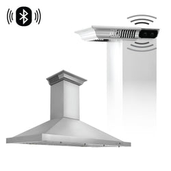 48" ZLINE CrownSound™Ducted Vent Wall Mount Range Hood in Stainless Steel with Built-in Bluetooth Speakers (KBCRN-BT-48)