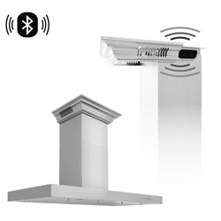 48" ZLINE CrownSound™Ducted Vent Wall Mount Range Hood in Stainless Steel with Built-in Bluetooth Speakers (KECRN-BT-48)