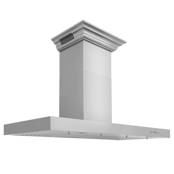 48" ZLINE CrownSound™Ducted Vent Wall Mount Range Hood in Stainless Steel with Built-in Bluetooth Speakers (KECRN-BT-48)