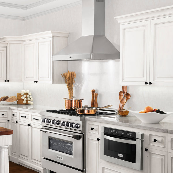 ZLINE 36 in. Convertible Vent Wall Mount Range Hood in Stainless Steel Handle, Open Box-Great Condition