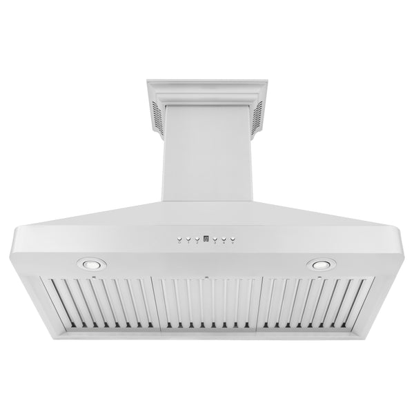 36" ZLINE CrownSound™Ducted Vent Wall Mount Range Hood in Stainless Steel with Built-in Bluetooth Speakers (KF2CRN-BT-36)