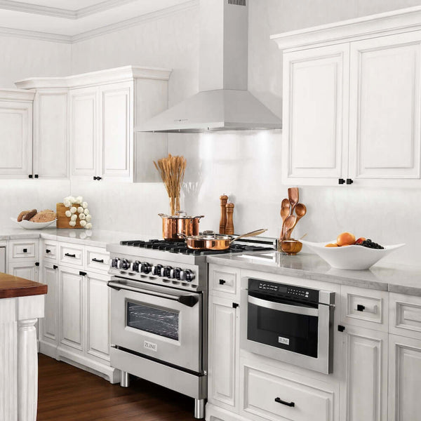 ZLINE 30 in. Convertible Vent Convertible Vent Wall Mount Range Hood in Stainless Steel, Handle Open Box-Good Condition