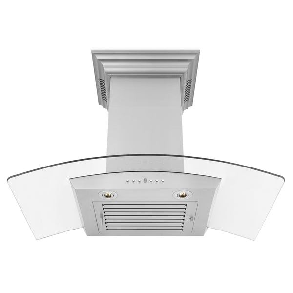 36" ZLINE CrownSound™Ducted Vent Wall Mount Range Hood in Stainless Steel with Built-in Bluetooth Speakers (KZCRN-BT-36)