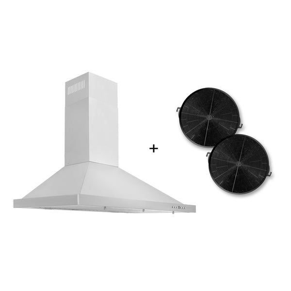 ZLINE 36" Convertible Wall Mount Range Hood in Stainless Steel with Set of 2 Charcoal Filters, LED lighting and Dishwasher-Safe Baffle Filters (KB-CF-36)