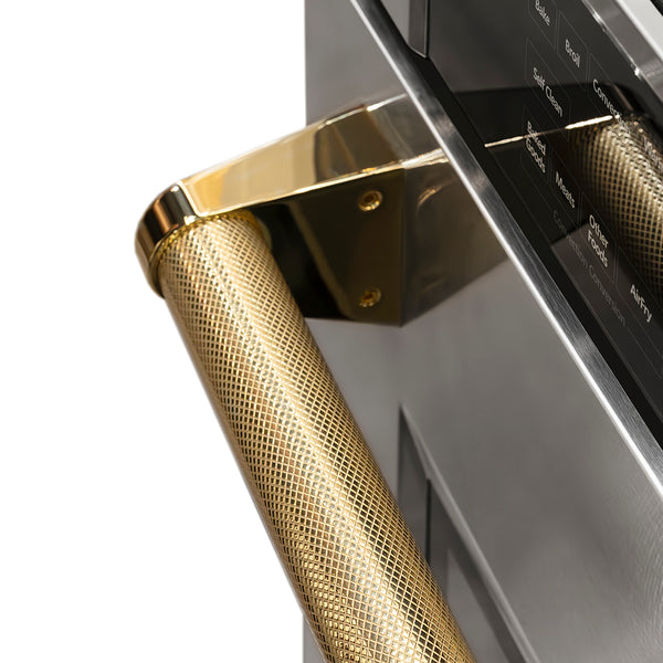 ZLINE Autograph Edition 30 in. Professional True Convection Single Wall Oven with Air Fry and Self Clean in Stainless Steel with Polished Gold Helix Handle (WASZ-30-KG)