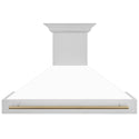 ZLINE Autograph Edition 48" Stainless Steel Range Hood with White Matte Shell and Champagne Bronze Handle (8654STZ-WM48-CB)