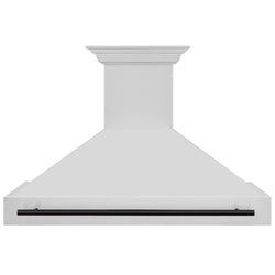 ZLINE Autograph Edition 48 in. Stainless Steel Range Hood with Stainless Steel Shell and Matte Black Handle (8654STZ-48-MB) Matte Black, front.