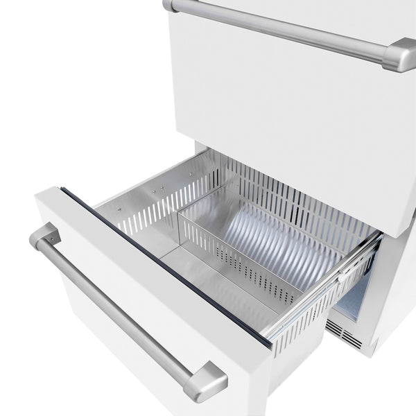 ZLINE 24 in. Touchstone 168 Can Outdoor-Rated Dual Refrigerator Drawer with White Matte Doors (RDSO-WM-24)