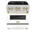 ZLINE Autograph Edition 30 in. 4.0 cu. ft. Dual Fuel Range with Gas Stove and Electric Oven in Stainless Steel with White Matte Door and Accents (RAZ-WM-30)