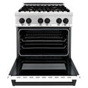 ZLINE Autograph Edition 30 in. 4.0 cu. ft. Legacy Dual Fuel Range with 4 Burner Gas Cooktop and Electric Convection Oven in Stainless Steel with White Matte Door and Matte Black Accents, Open Box-Great Condition