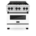 ZLINE Autograph Edition 30 in. 4.0 cu. ft. Legacy Dual Fuel Range with 4 Burner Gas Cooktop and Electric Convection Oven in Stainless Steel with White Matte Door and Matte Black Accents, Open Box-Great Condition
