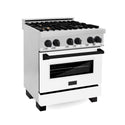 ZLINE Autograph Edition 30 in. 4.0 cu. ft. Legacy Dual Fuel Range with 4 Burner Gas Cooktop and Electric Convection Oven in Stainless Steel with White Matte Door and Matte Black Accents, Open Box-Great Condition
