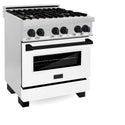 ZLINE Autograph Edition 30 in. 4.0 cu. ft. Legacy Dual Fuel Range with 4 Burner Gas Cooktop and Electric Convection Oven in Stainless Steel with White Matte Door and Matte Black Accents, Open Box-Great Condition