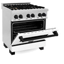 ZLINE Autograph Edition 30 in. 4.0 cu. ft. Legacy Dual Fuel Range with 4 Burner Gas Cooktop and Electric Convection Oven in Stainless Steel with White Matte Door and Matte Black Accents, Open Box-Great Condition