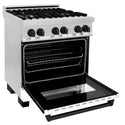 ZLINE Autograph Edition 30 in. 4.0 cu. ft. Legacy Dual Fuel Range with 4 Burner Gas Cooktop and Electric Convection Oven in Stainless Steel with White Matte Door and Matte Black Accents, Open Box-Great Condition
