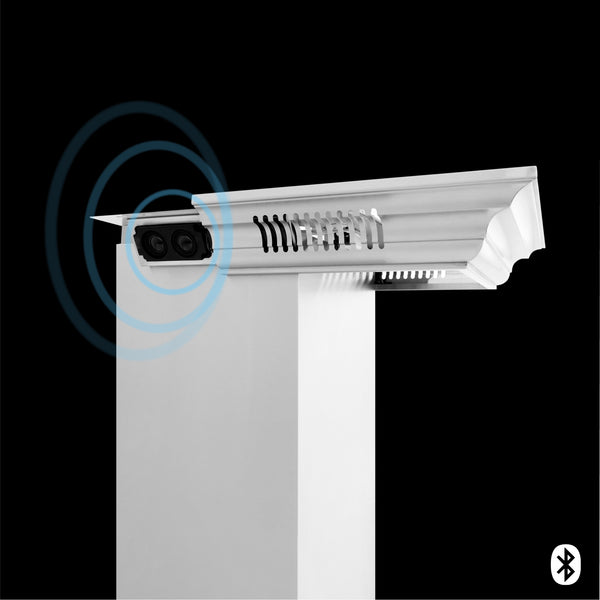 30" ZLINE CrownSound™Ducted Vent Wall Mount Range Hood in Stainless Steel with Built-in Bluetooth Speakers (KZCRN-BT-30)