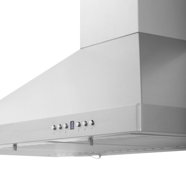 ZLINE 42" Convertible Wall Mount Range Hood in Stainless Steel with Set of 2 Charcoal Filters, LED lighting and Dishwasher-Safe Baffle Filters (KB-CF-42)