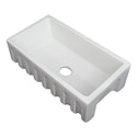 ZLINE 30 in. Venice Farmhouse Apron Front Reversible Single Bowl Fireclay Kitchen Sink with Bottom Grid in White Gloss (FRC5119-WH-30)