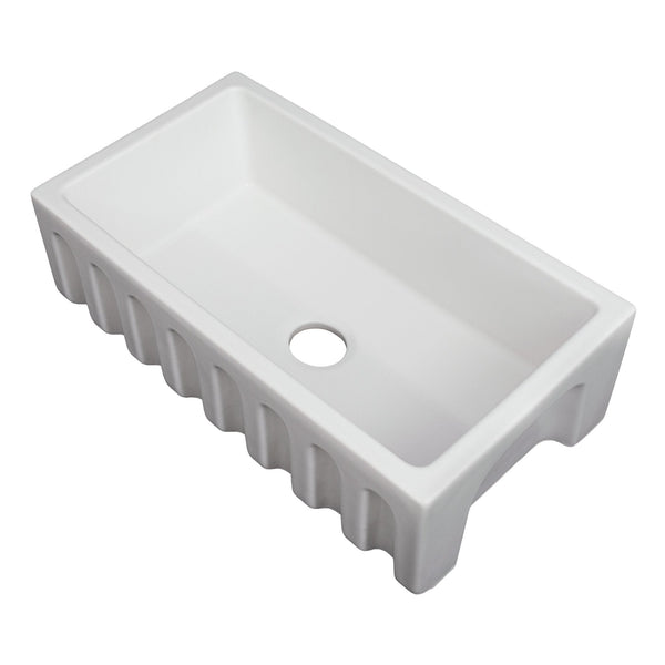 ZLINE 30 in. Venice Farmhouse Apron Front Reversible Single Bowl Fireclay Kitchen Sink with Bottom Grid in White Gloss (FRC5119-WH-30)
