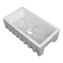 ZLINE 30 in. Venice Farmhouse Apron Front Reversible Single Bowl Fireclay Kitchen Sink with Bottom Grid in White Gloss (FRC5119-WH-30)