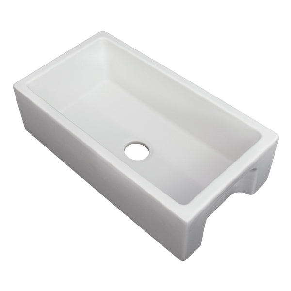 ZLINE 30 in. Venice Farmhouse Apron Front Reversible Single Bowl Fireclay Kitchen Sink with Bottom Grid in White Gloss (FRC5119-WH-30)