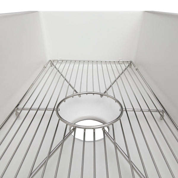 ZLINE 30 in. Venice Farmhouse Apron Front Reversible Single Bowl Fireclay Kitchen Sink with Bottom Grid in White Gloss (FRC5119-WH-30)