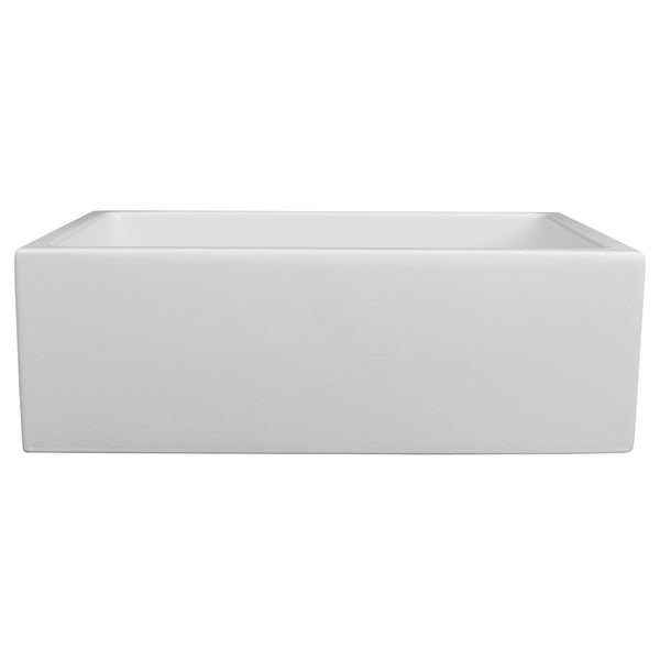 ZLINE 30 in. Venice Farmhouse Apron Front Reversible Single Bowl Fireclay Kitchen Sink with Bottom Grid in White Gloss (FRC5119-WH-30)