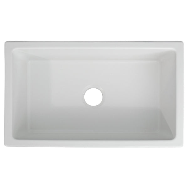 ZLINE 30 in. Venice Farmhouse Apron Front Reversible Single Bowl Fireclay Kitchen Sink with Bottom Grid in White Gloss (FRC5119-WH-30)