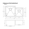 ZLINE 32 in. Jackson Undermount Double Bowl Kitchen Sink with Bottom Grid (SRDR-32)