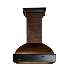 ZLINE 36" Ducted Wooden Wall Mount Range Hood with Single Remote Blower in Antigua and Walnut (369AW-RS-36-400)