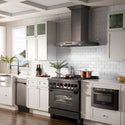 36" ZLINE CrownSound™Ducted Vent Wall Mount Range Hood in Black Stainless Steel with Built-in Bluetooth Speakers (BSKENCRN-BT-36)