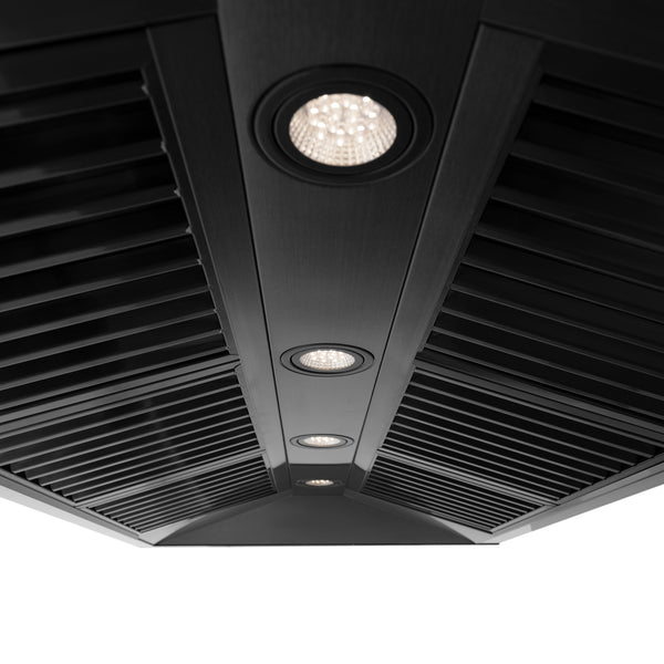 ZLINE 48" Black Stainless Steel Range Hood with Polished Gold Handle (BS655Z-48-G)