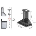 ZLINE 36 in. Convertible Vent Carved Wooden Wall Mount Range Hood in Walnut