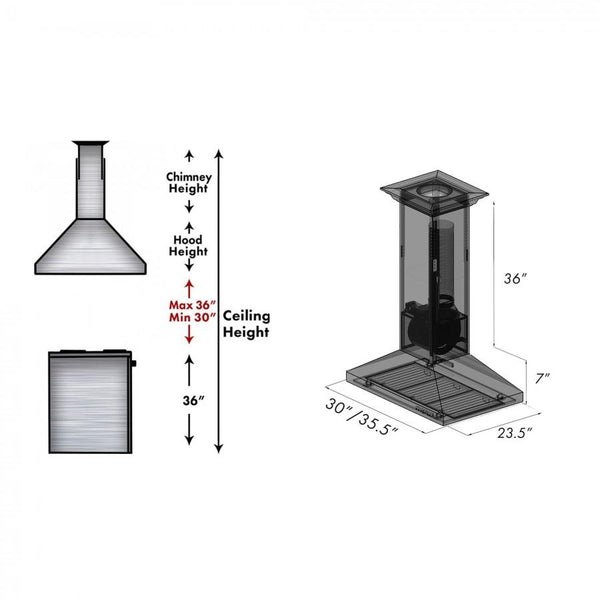 ZLINE 30 in. Designer Series Hand Hammered Copper Convertible Vent Island Mount Range Hood (8GL2Hi-30)