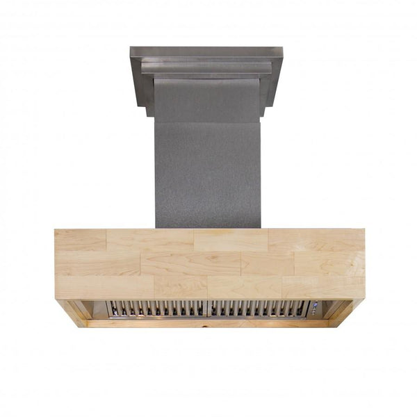 ZLINE 42 in. Designer Series Wooden Island Mount Range Hood in Butcher Block (681iM-42)