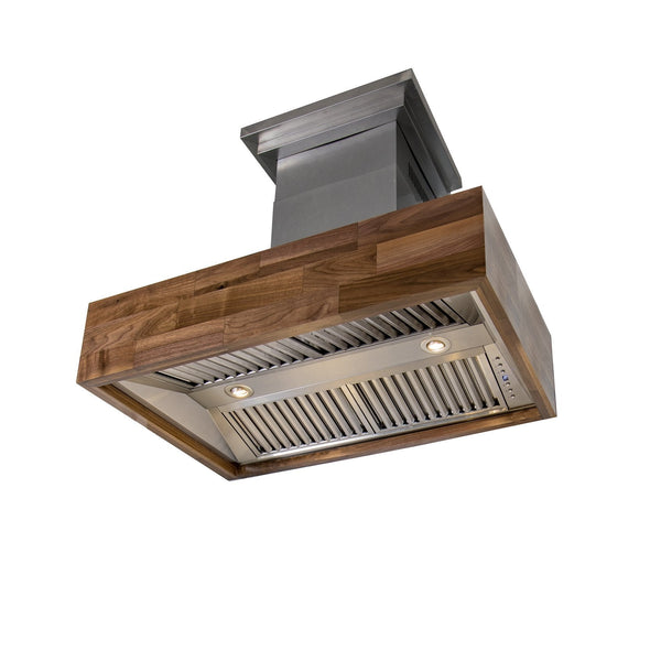 ZLINE 30 in. Convertible Designer Series Wooden Island Mount Range Hood in Butcher Block (681iW-30)