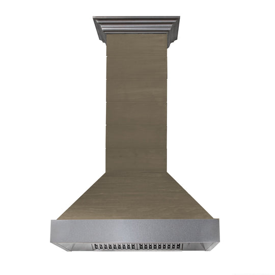 ZLINE 30 in. Convertible Vent Shiplap Wooden Wall Range Hood with Stainless Steel Accent - Includes Motor (365YY-30)