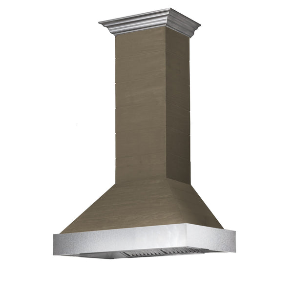 ZLINE 30 in. Convertible Vent Shiplap Wooden Wall Range Hood with Stainless Steel Accent - Includes Motor (365YY-30)