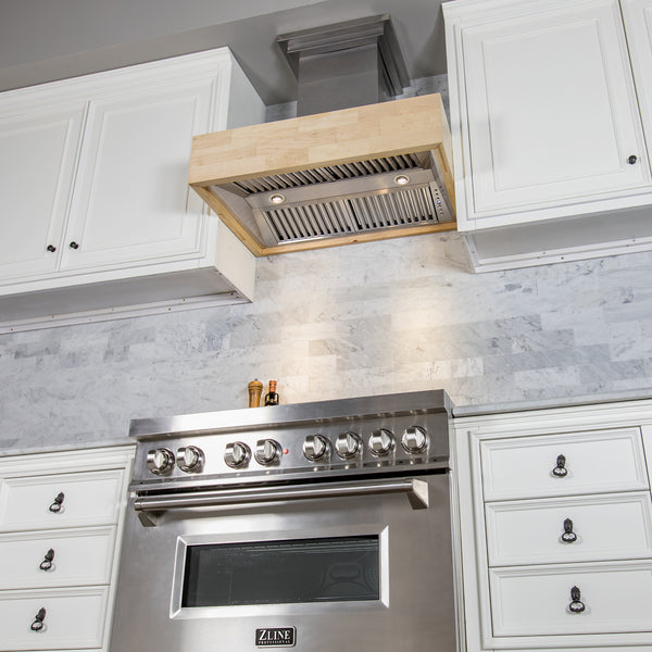 ZLINE 42" Designer Series Wooden Wall Mount Range Hood in Butcher Block (681M-42)