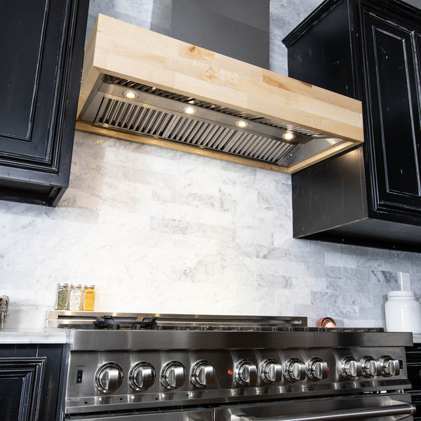 ZLINE 36 in. Remote Blower Designer Series Wooden Wall Mount Range Hood in Butcher Block (681M-RD-36)