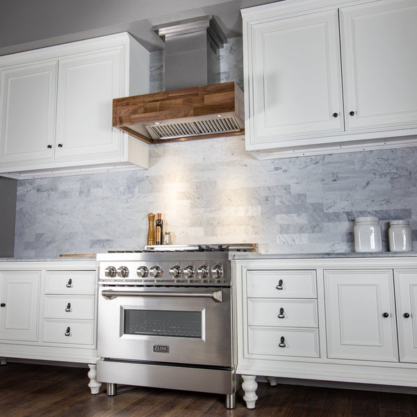 ZLINE 30 in. Convertible Designer Series Wooden Wall Mount Range Hood in Butcher Block (681W-30)