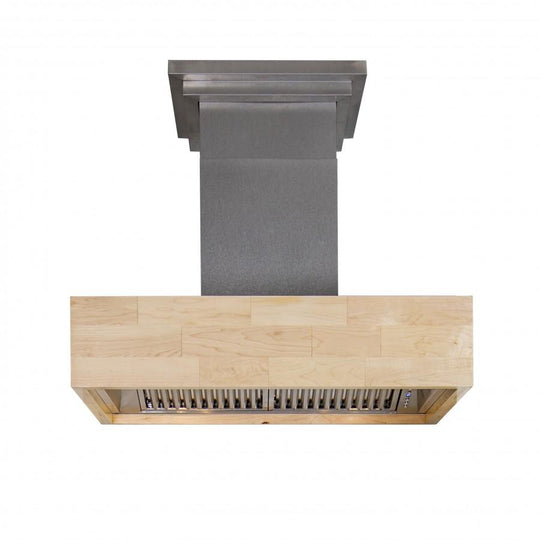 ZLINE 42 in. Remote Blower Designer Series Wooden Island Mount Range Hood in Butcher Block (681iM-RD-42)