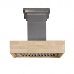 ZLINE 36 in. Remote Blower Designer Series Wooden Island Mount Range Hood in Butcher Block (681iM-RD-36)