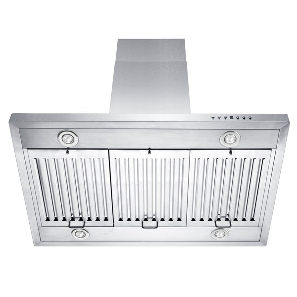 36 in. Ducted Island Mount Range Hood with Dual Remote Blower in Stainless Steel (GL2i-RD-36)