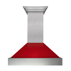 30" Ducted Fingerprint Resistant Stainless Steel Range Hood with Red Gloss Shell (8654RG-30)