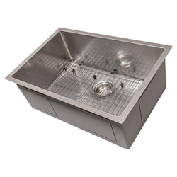 ZLINE 27 in. Meribel Undermount Single Bowl Stainless Steel Kitchen Sink with Bottom Grid (SRS-27)
